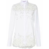 Ermanno Scervino Camisa longa com bordado floral - Branco