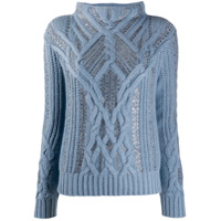 Ermanno Scervino crystal-embellished cable knit jumper - Azul