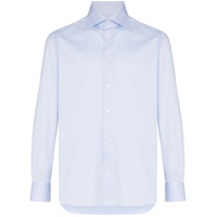 Ermenegildo Zegna Camisa de algodão com eacabamento engomado - Azul