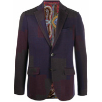 Etro Blazer jacquard xadrez com patchwork - Azul