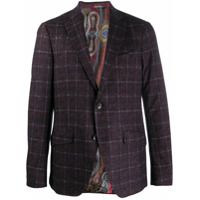 Etro Blazer xadrez com abotoamento simples - Azul
