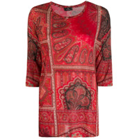 Etro Blusa com estampa paisley e mangas 3/4 - Vermelho