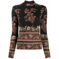 Etro Blusa de tricô com estampa floral - Preto