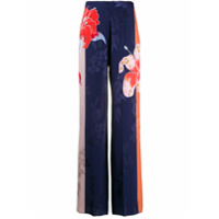 Etro Calça pantalona com padronagem floral - Azul