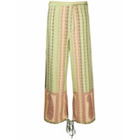 Etro Calça pantalona de seda com estampa paisley - Verde