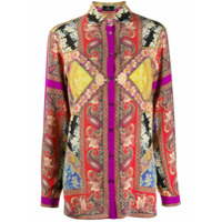 Etro Camisa de seda com bordado paisley - Vermelho