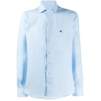 Etro Camisa listrada com logo bordado - Azul