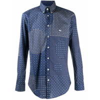 Etro Camisa mangas longas com estampa de patchwork - Azul