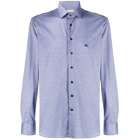Etro Camisa mangas longas com logo bordado - Azul