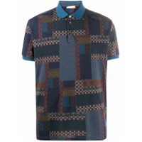 Etro Camisa polo mangas curtas com estampa patchwork - Azul