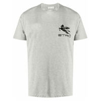 Etro Camiseta de algodão com logo gravado - Cinza