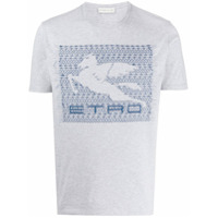Etro Camiseta gola careca com logo bordado - Cinza
