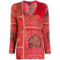 Etro Camiseta mangas longas com estampa paisley - Vermelho