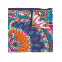 Etro Echarpe com estampa paisley e desfiados - Azul