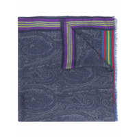 Etro Echarpe com listras e estampa paisley - Azul