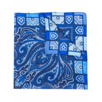 Etro Lenço de bolso com estampa paisley de seda - Azul