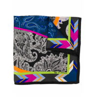 Etro Lenço de bolso em seda com estampa patchwork - Azul