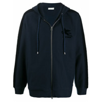 Etro Moletom de algodão com capuz e patch Pegaso - Azul