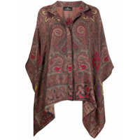 Etro paisley print poncho jacket - Vermelho