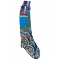 Etro Par de meias com bordado paisley - Azul