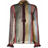 Etro pussy-bow panelled silk blouse - Estampado