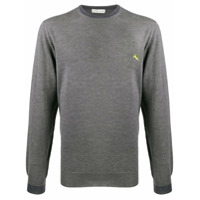 Etro Suéter mangas longas com logo bordado contrastante - Cinza