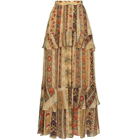 Etro tapestry print silk maxi skirt - Marrom