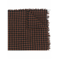 Faliero Sarti check patterned frayed edge scarf - Marrom