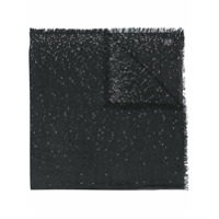 Faliero Sarti Echarpe com bordado e barra desfiada - Preto