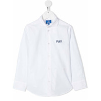 Fay Kids Camisa mangas longas com estampa de logo - Branco