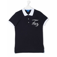 Fay Kids Camisa polo com estampa de logo - Azul