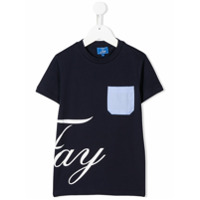 Fay Kids Camiseta com e detalhe de bolso e estampa de logo - Azul