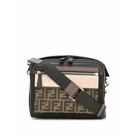 Fendi Bolsa carteiro color block com estampa FF - Preto