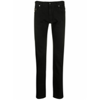 Fendi Calça jeans slim com logo bordado - Preto