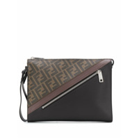 Fendi Clutch com zíper e aplicação FF - Marrom