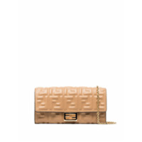 Fendi Clutch de couro com logo gravado - Neutro