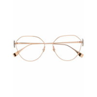 Fendi Eyewear Armação de óculos geométrica com aplicação de logo FF - Dourado