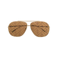 Fendi Eyewear Óculos de sol aviador com logo - Dourado