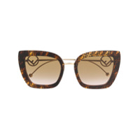 Fendi Eyewear Óculos de sol com estampa monogramada - Dourado