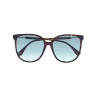 Fendi Eyewear Óculos de sol com logo e efeito tartaruga - Marrom