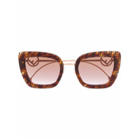 Fendi Eyewear Óculos de sol oversized com estampa de logo - Marrom