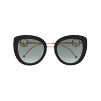 Fendi Eyewear Óculos de sol oversized com logo - Preto