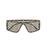 Fendi Eyewear Óculos de sol oversized com monograma - Neutro