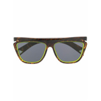 Fendi Eyewear Óculos de sol quadrado com logo FF - Marrom