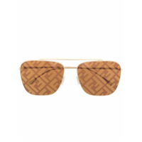 Fendi Eyewear Óculos de sol quadrado com monograma - Dourado