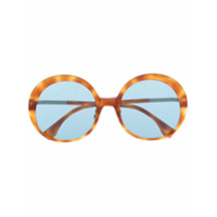 Fendi Eyewear Óculos de sol redondo com efeito tartaruga - Amarelo