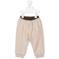 Fendi Kids Calça esportiva com acabamento FF - Neutro