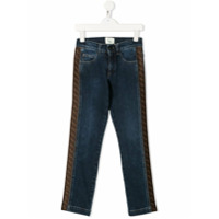 Fendi Kids Calça jeans com aplicação FF - Azul
