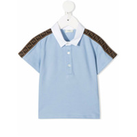 Fendi Kids Camisa polo com acabamento FF - Azul