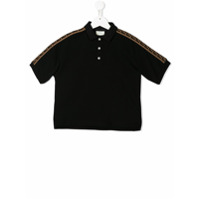 Fendi Kids Camisa polo com detalhe de logo - Preto